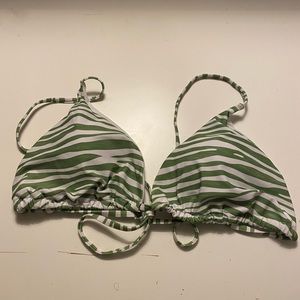 Green Zebra Striped Bikini Top